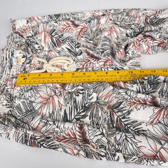 Cali 1850 Linen Blend Straight Leg Tropical Print Pants Drawstring Waist Women S - Picture 12 of 15